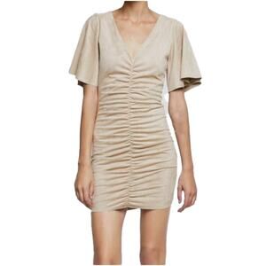 ZARA Faux Suede Ruched Bodycon Mini Dress Size Small